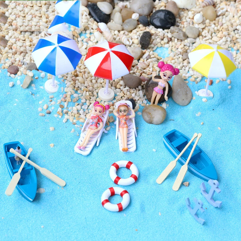 Mini Kunstliche Strandkorb Bank Micro Fee Garten Figur Terrarium