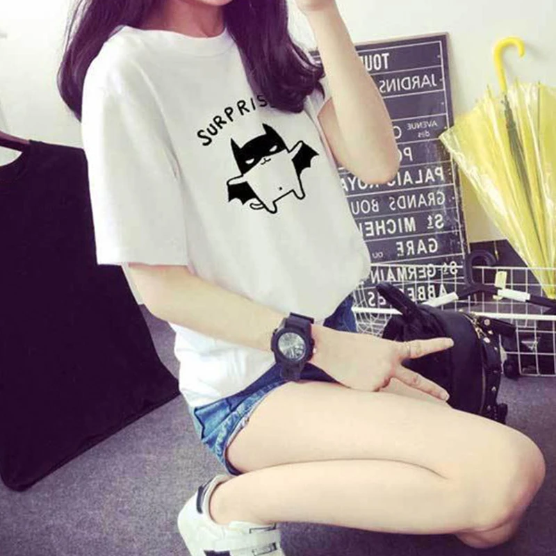 

JIANWEILI T Shirt Women Short Sleeves Tee Tops Shirts Summer cartoon funny printed Harajuku tshirt Ulzzang T-shirt Plus Size