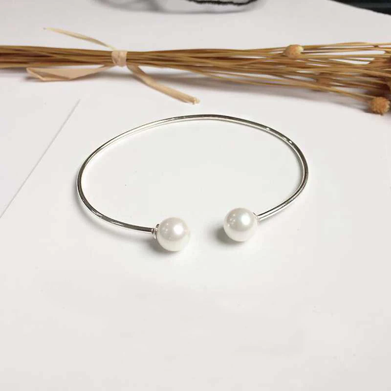 

Ruifan Round White Color Pearl Bracelet Ladies Adjustable Real 925 Silver Bracelets&Bangles for Girl Party Jewelry YBR052