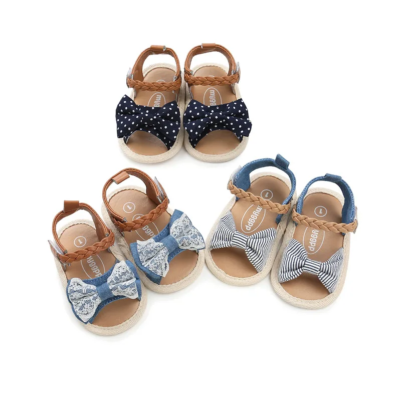 Big Sale Shoes Sandals Baby-Girl Newborn-Baby Summer Bow Cotton Canvas Dotted Playtoday YlWBNEaq