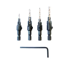 NEWACALOX 4PCS Wood Countersink Drill Bit Set Electric Carving Tools Boring Counterbore Hex Chamfer Bore Hole