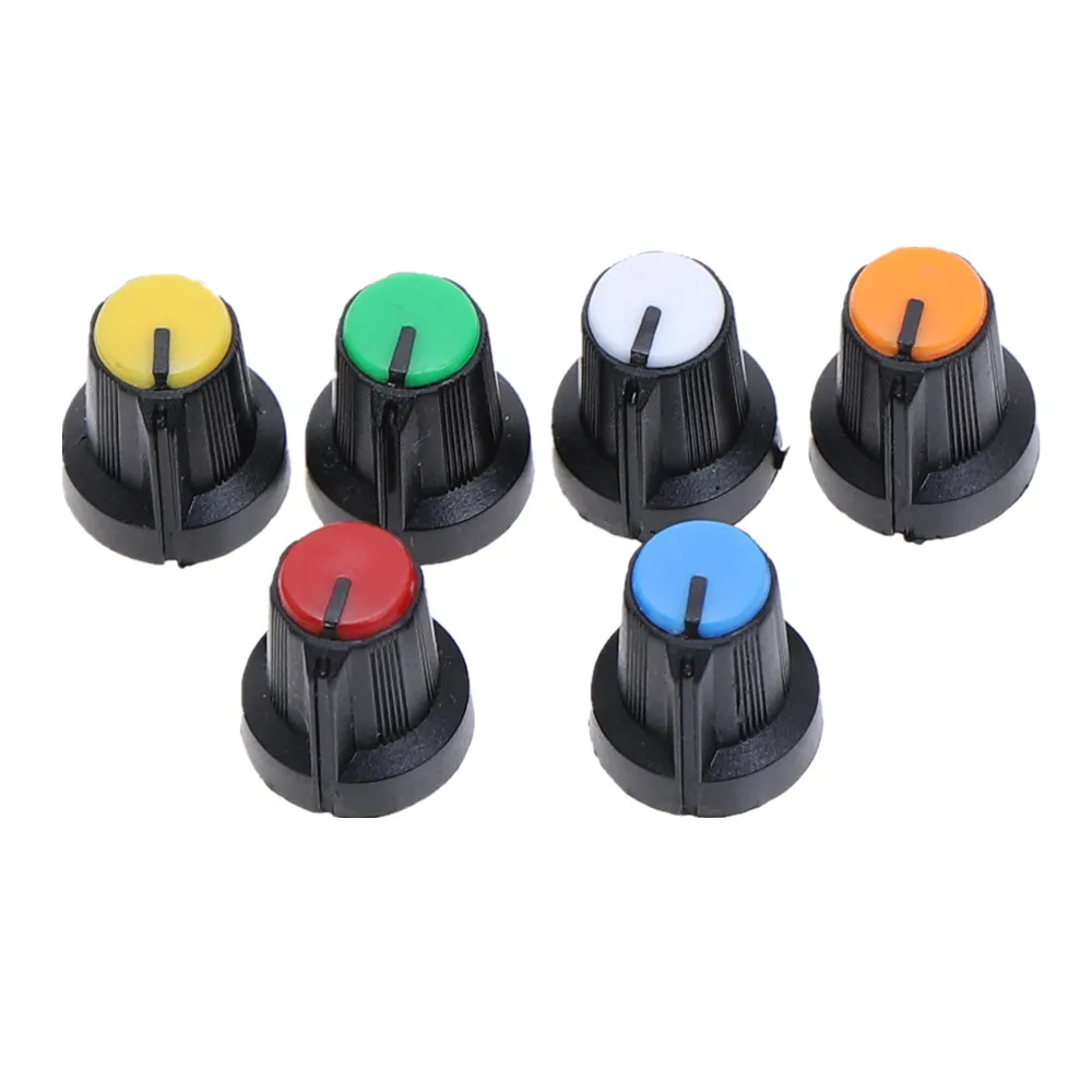 

12PCS WH148 Potentiometer knob Cap AG1 Plastic knob for Diameter 6mm Plum Handle Yellow Orange Blue White Red Green 15*17mm