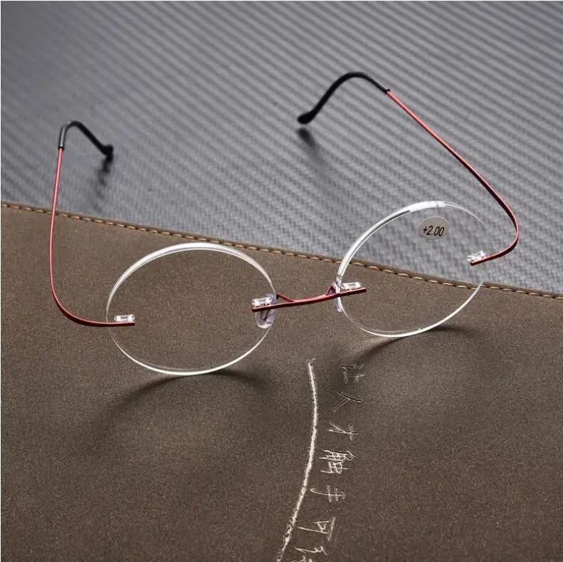 

New Ultra-light Rimless Round frame Reading Glasses Vintage Classic Trend Spectacles +1.0, +1.5, +2.0