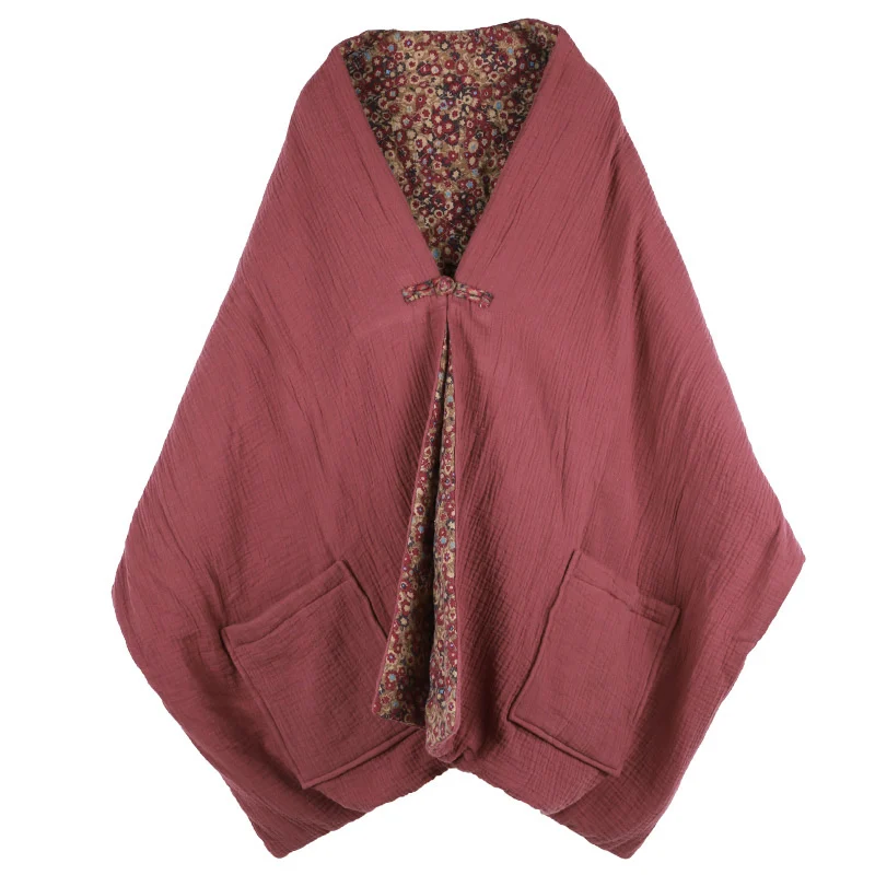 LZJN, зимняя накидка, шарф для женщин, Пашмина, весеннее пальто, на одной пуговице, Осенние шали, двухсторонние стеганые шарфы, теплый палантин с карманами - Цвет: Розовый