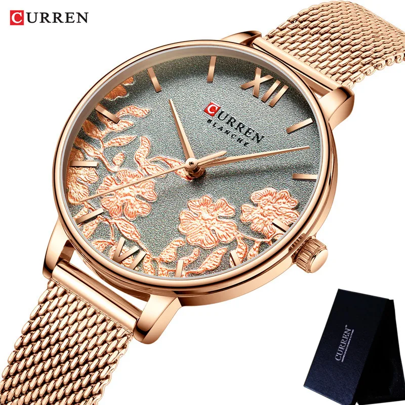 CURREN 9065 женские часы водонепроницаемые лучший бренд Роскошный Золотой