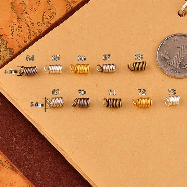 

set of 500pcs mixed colors and sizes Round Crimp Ends Spring Coil Cord Tip Bead Cap Fastener Clasps sampler set