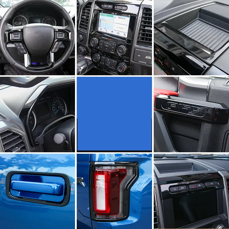 

Black Fog Light Center Console Trunk Doors Handle Fram cover For Ford Raptor F150 2016 17 2018 AAA047