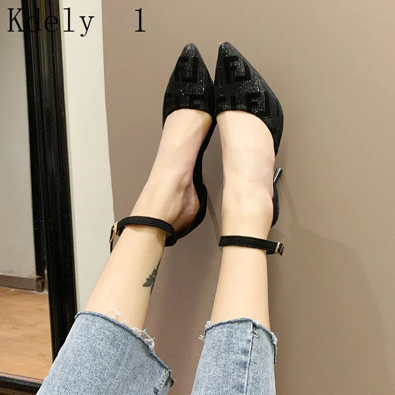 

autumn new women's single shoes Korean fashion fine with shallow mouth pointed high heels wild casual work shoes mix color