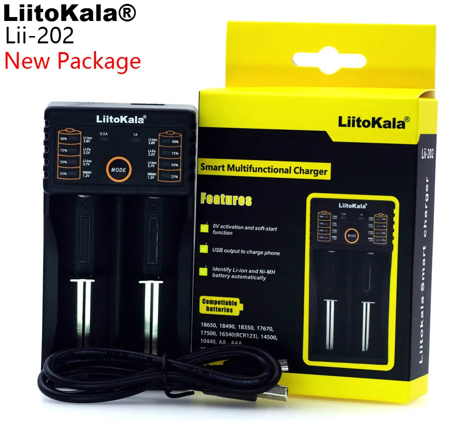 

Liitokala Lii-202 18650 Charger 1.2V 3.7V 3.2V 3.85V AA / AAA 26650 10440 14500 16340 25500 NiMH lithium battery smart charger