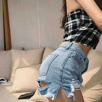 

SML 2 colors high Waist Denim Shorts Jeans for Women 2019 Summer Ladies back sexy ripped Shorts denim shorts womens (R77714)