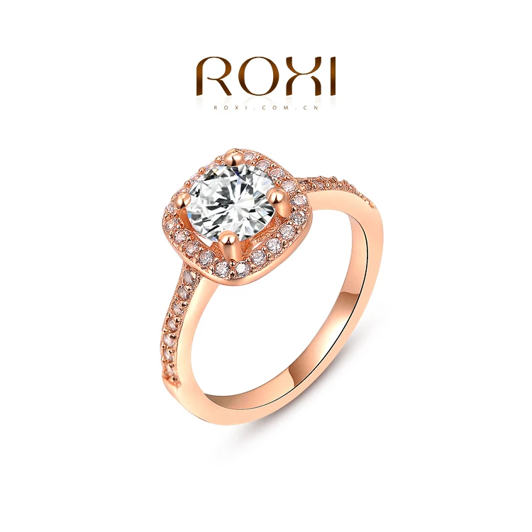 Roxi 18k White Gold Plated Elegant Platinum Round Square Wedding