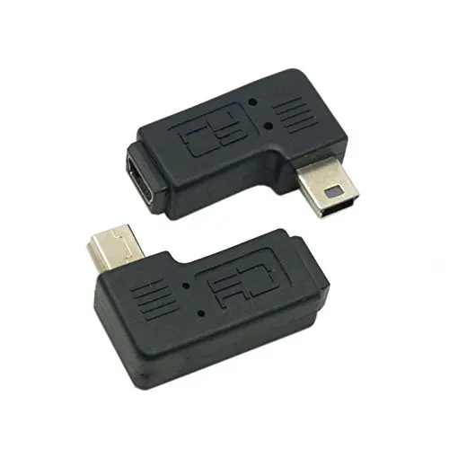 2pcs 90 Degree Left & Right Angled Mini USB 5 Pin Male to Female Extension Adapter