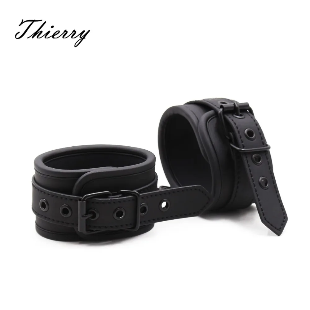 Thierry Adjustable PU Leather Erotic Handcuff Wrist Ankle Cuff Bondage Restraints Adult games BDSM Sex Toys Exotic Accessories