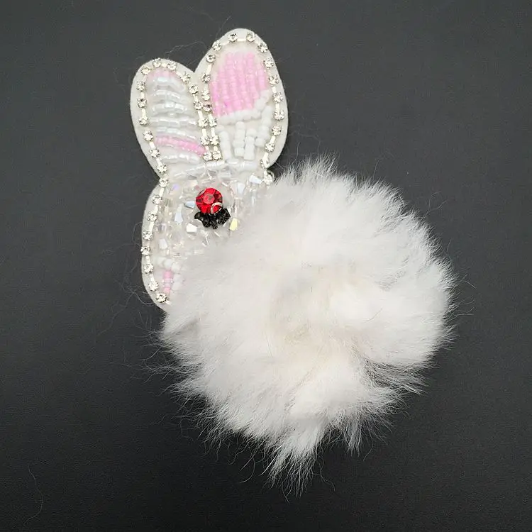 Ручной гвоздь из бисера животных ткань прилипания Сова и кролик одежда обувь шляпы Diy ткань заплатки аксессуары - Цвет: White big rabbit