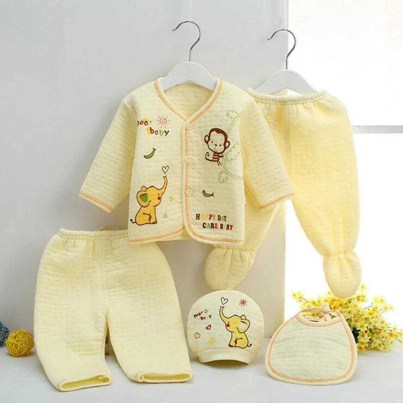 stylish baby clothing set Bekamille 5pcs/set Autumn Winter Newborn sets Baby warm Cotton Girls Boys cartoon suits  infant kids clothing Good quality baby clothing set line