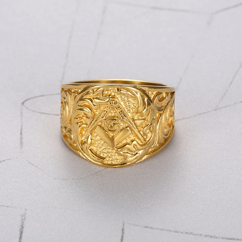 hot selling gold plated masonic signet rings for men and women  (2)