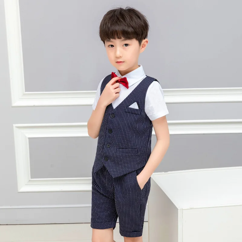 

LUOBOBEIBEI Boy Clothes For Summer 3 Pieces Clothing Vest Shirt Shorts Set Children Costume For Boy Kids Clothes Set
