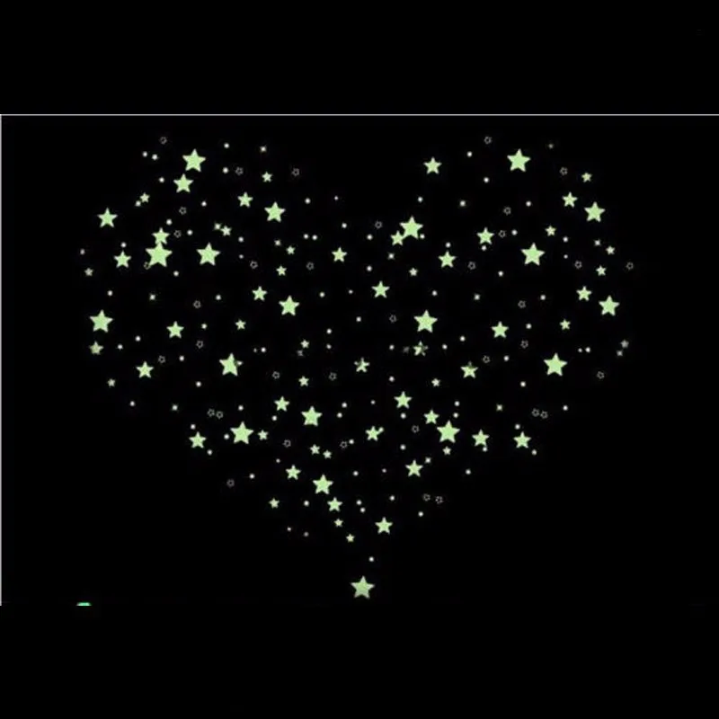 100Pcs Luminous Wall Stickers Glow In The Dark Stars Stickers For Kids Baby Rooms Colorful Fluorescent Home Room Decor Decals tree wall decal