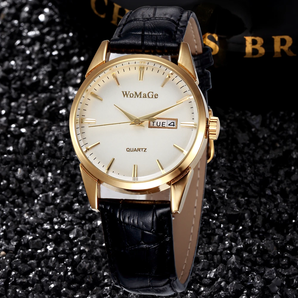 

New Montre Femme Watch Men Reloj Mujer Relog Hodinky Ceasuri Gold Big Dial Couple Saat Luxury Design Dress Clock Leather Ceasuri