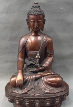 

S07177 19" Tibetan Pure Bronze Buddhism Vajra Sakyamuni Shakyamuni Buddha Statue Joss
