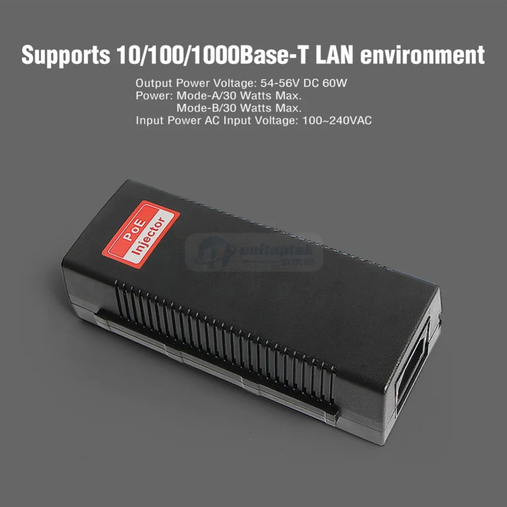 Poe инжектор 54 в 60 Вт полный выход 100/1000 Мбит/с мощность по Ethernet один PoE Поддержка