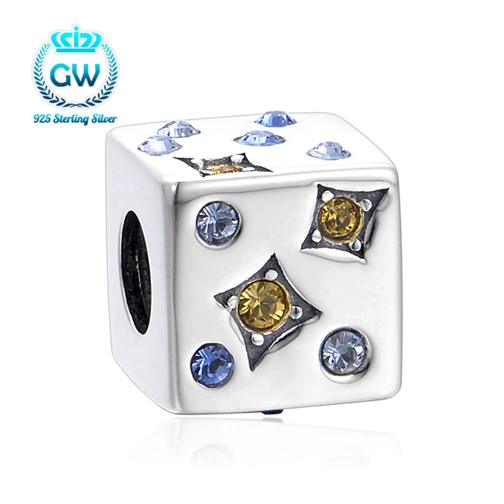 The lucky Dice Charms 925 Sterling Silver Charm Fit European Brand
