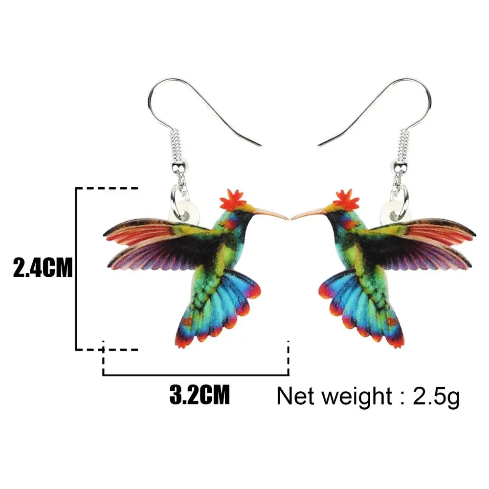 WEVENI акриловые летающие зеленые серьги с колибри, женские украшения со стразами в виде животных для девочек, девушек, подростков, детей, прелести, много подарков