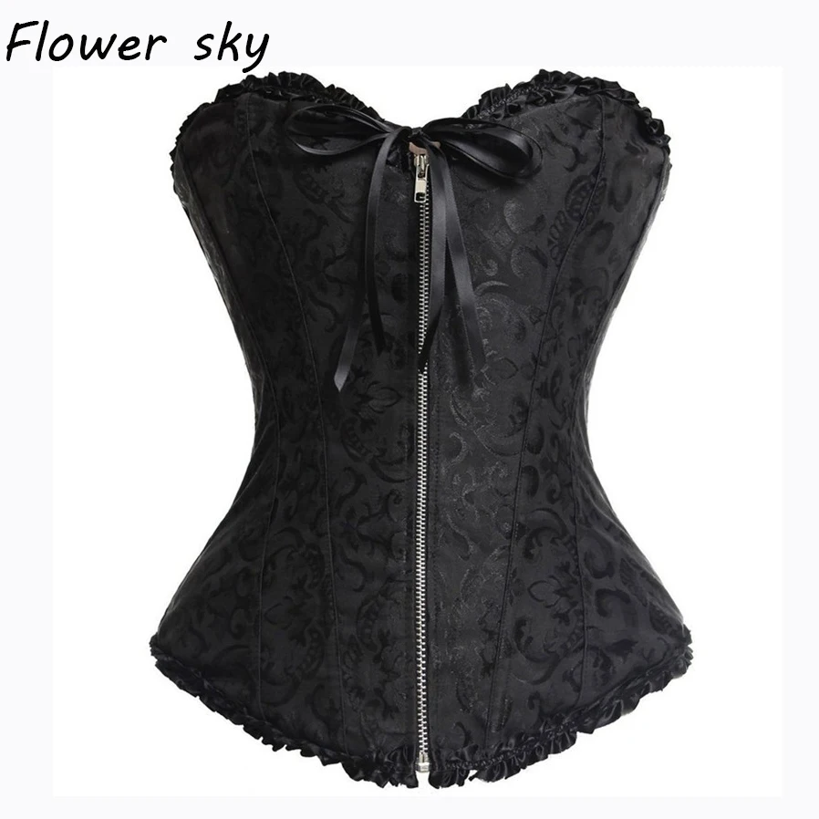 Steel Bone Waist Corset Zipper Waist Trainer Women Firm Corsets