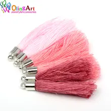 OlingArt-collier avec pompon mélangé de couleurs, dégradé de coton rose, soie, Satin, boucles d'oreilles pour la fabrication de bijoux, pendentifs de sac à main, 2019