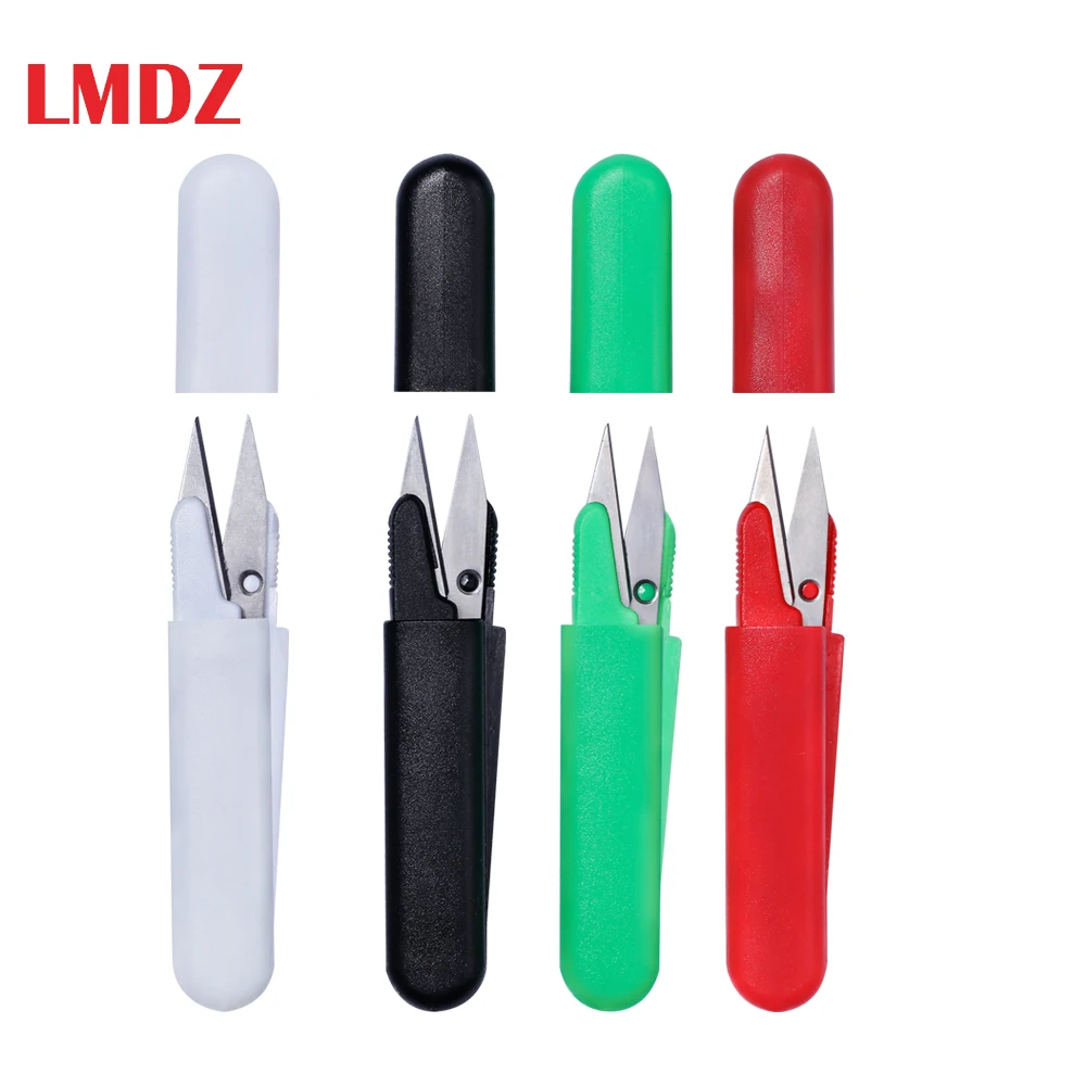 

LMDZ Plastic Handle & Safety Cover Sewing Scissors Clothes Thread Embroidery Cross-stitch Craft Clipper Cutter Portable Scissors