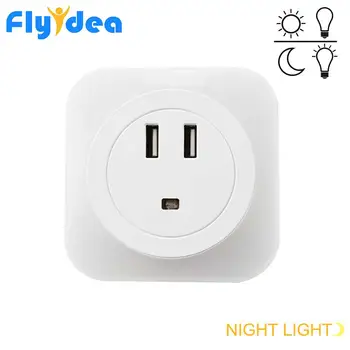 

2019 Night light With USB charging bedroom children's sleep LED daylight sensor night light smart home hall lamp EU / US Plug