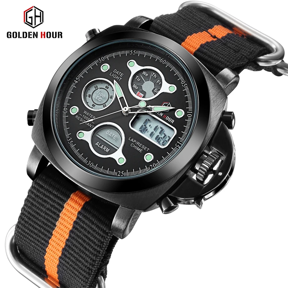GOLDENHOUR Männer Analog Cavans Sport Uhren Herren Armee Militär Uhr Männlichen Datum Quarz_voghion.com