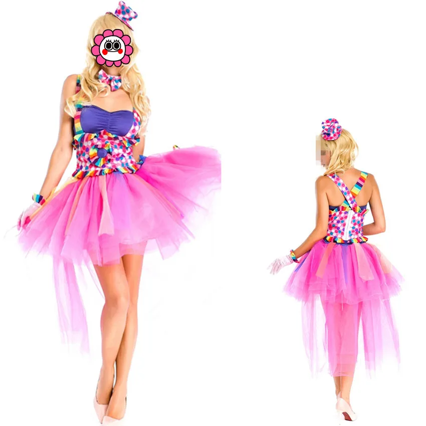 Abbille Funy Super Fancy Pink Dance Costume Cosplay Clown Uniform For Adult font b Women b