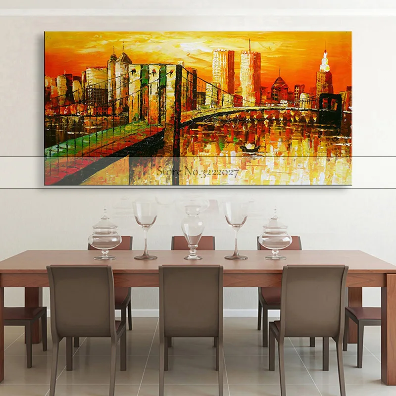Knife-painting-oil-painting-modern-the-Manhattan-Bridge-Home-decoration-on-canvas-abstract-painting-art-paintings (1)