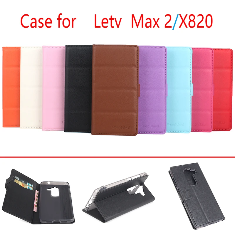 

For letv Max 2..X820 Phone Case Folio Flip Pure Color Lichee Pattern PU Leather Wallet Case Cover Cash/Card Slots sanheng