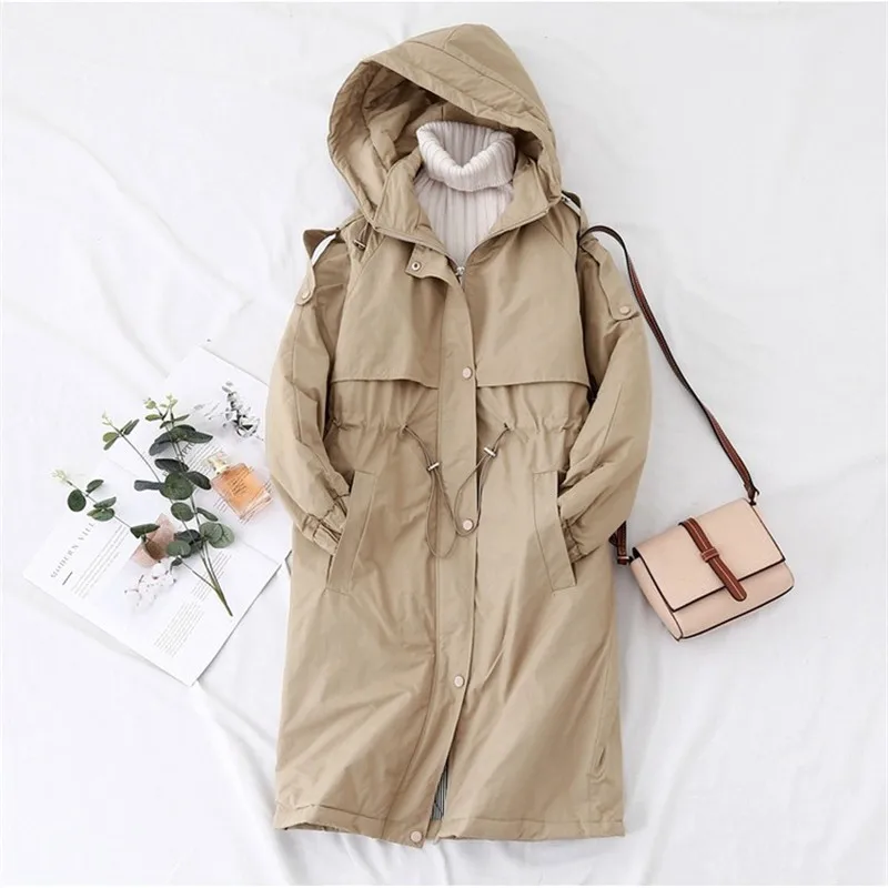 

New Arrival Hooded Womens Winter Jackets and Coats Casual Drawstring Loose Long Winter Coat Women High Quality OuterwearYT50117