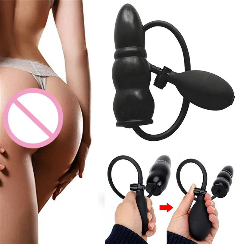 Silicone Anal Plug Inflate Butt Expandable Dilator Air-filled Large Pump Dildo Sex Toys For Women Men Gays #F |