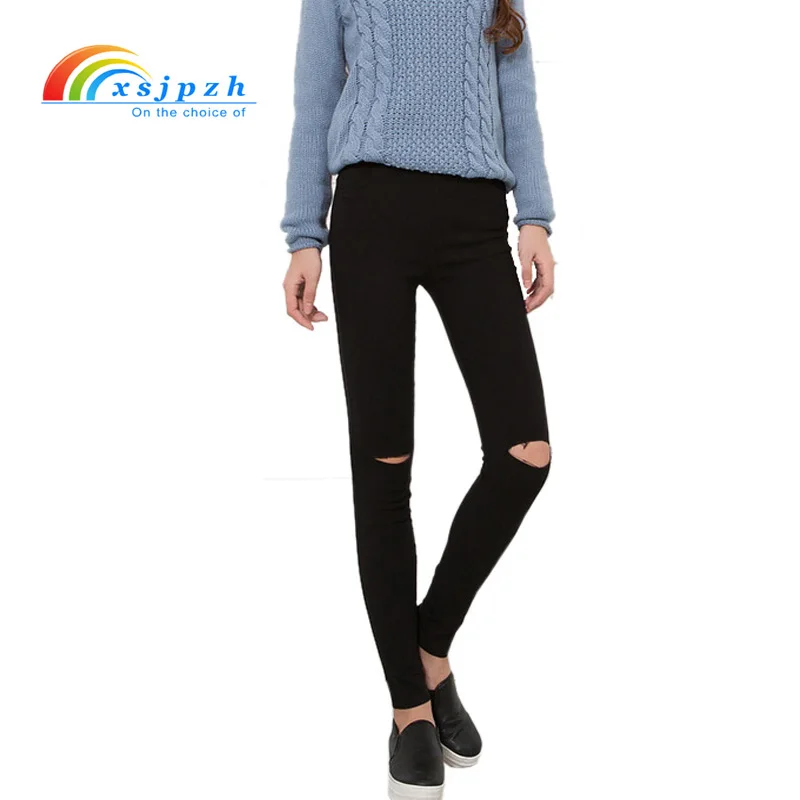 XSJPZH 2017 New Spring Summer Women High Waist Ripped