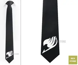Аниме Fairy Tail символ Для мужчин жаккардовые стройный узкий 2,3 "галстук 6 см галстуки Свадебная вечеринка жениха галстук, запонки LK040M