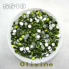 Non hotfix SS10 2.7-2.8mm 1440pcs Olivine Glue on Flat Back Glass Rhinestones for Nail Art phone cover handicrafts Diy