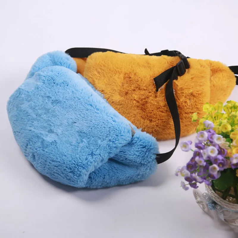 

High Quality Water Rex Rabbit Hair Waist Bag Bananka Winter Travel Leisure Fanny Pack Women Bum Bag Catwalk Belly Band Belt Bag