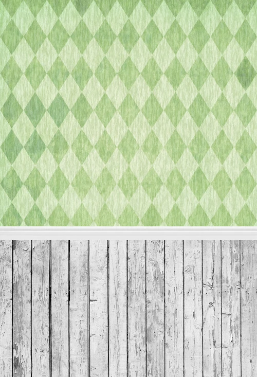 HUAYI Art Fabric Cloth Backdrop Green Chevron With Wood Floor Pattern Photography Portrait Newborn For Studios