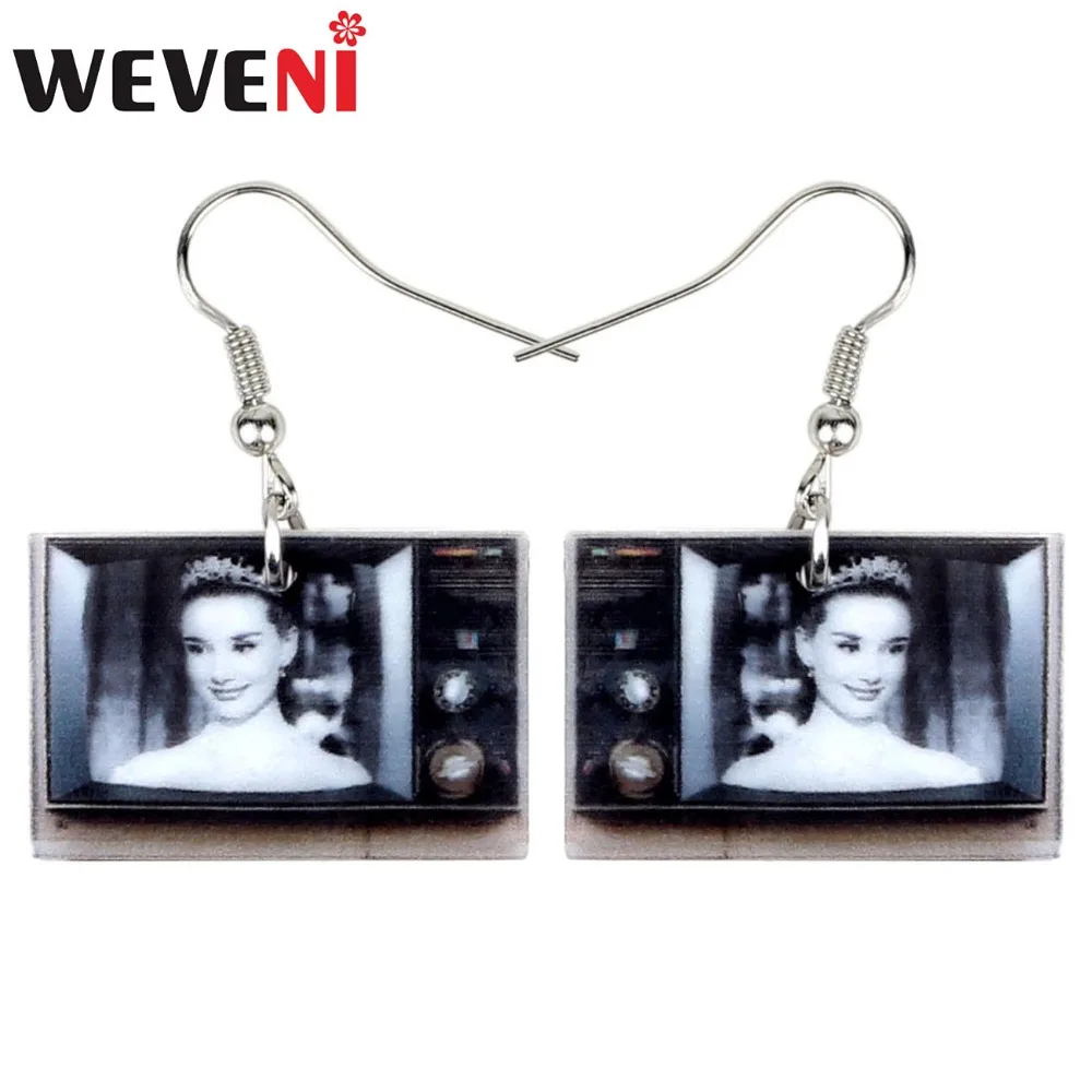 

WEVENI Statement Acrylic Vintage Television Earrings Drop Dangle Big Long Classical Jewelry For Women Girls Gift Accessories
