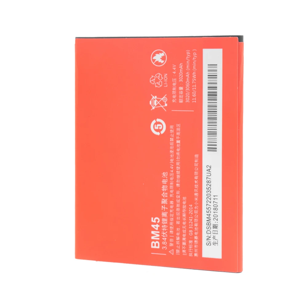 XiaoMi BM45 BM-45 BM 45 Rechargeable Lithium Battery Replacement Battery For Xiaomi Redmi Note 2 3.84V 3060MAH Large Capacity