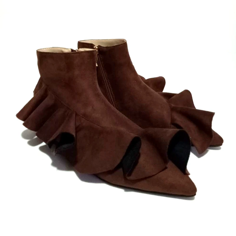 Mcacchi/Новинка; женские ботинки с цветочным узором; обувь с острым носком на молнии сбоку; женская модная однотонная Европейская Женская обувь; вечерние ботинки