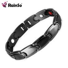 Curación Pulsera Magnética Hombres/Mujer Elementos de Cuidado de La Salud Magnética del Acero Inoxidable 316L Negro Pulsera de Cadena de La Mano OSB-992
