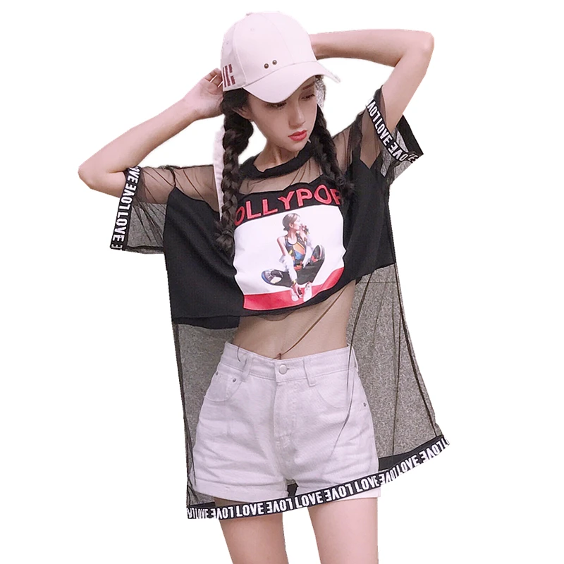 2019 летняя новая Женская Футболка Harajuku с буквенным принтом, топы, женская модная прозрачная опрятная футболка Ulzzang футболка Kawaii