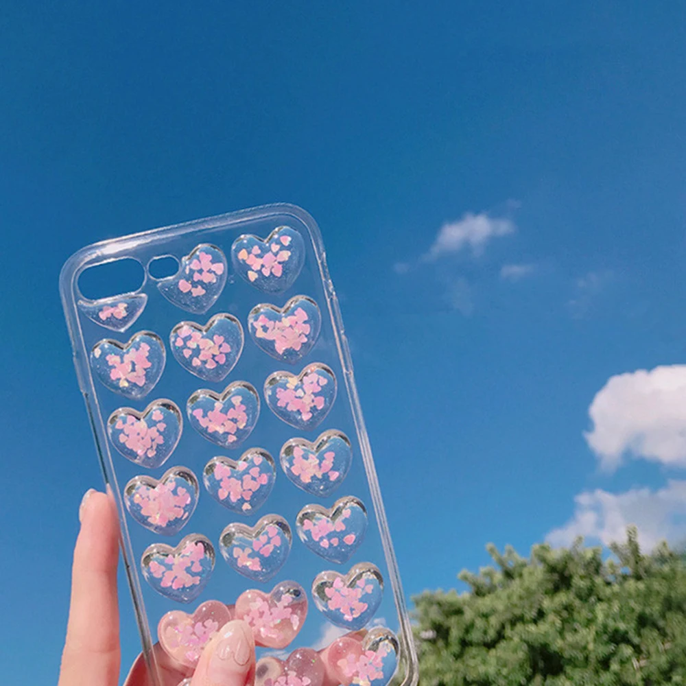 3D блеск Жидкая чехол для iPhone XR XS Max X 8 7 6 S Plus сердце любовь мягкий ТПУ с рисунком