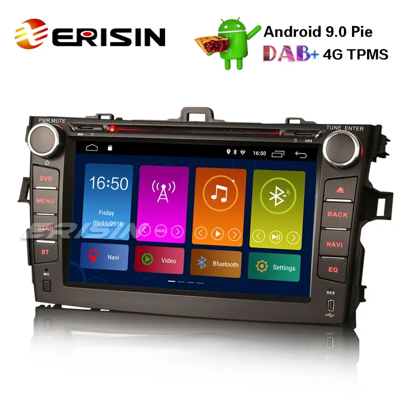 Perfect Erisin ES2916C 8" DAB+ Android 9.0 Pie Car Stereo GPS Sat Nav WiFi DVR TPMS for TOYOTA COROLLA 2