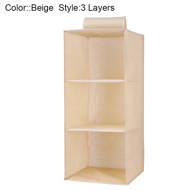Ящик висящие Полки Шкаф Органайзер коробка для хранения Обувь Одежда для спальни XHC88 - Цвет: Beige 3 Layers